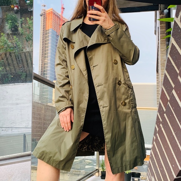 Baby Phat Double-Breasted Designer’s Trench Coat Camo Green Leopard Satin - Picture 15 of 16